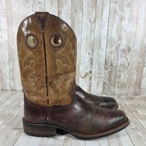 Justin 6060 Mens Square Toe Leather Cowboy Boots‎ Size 10 EE Brown Western